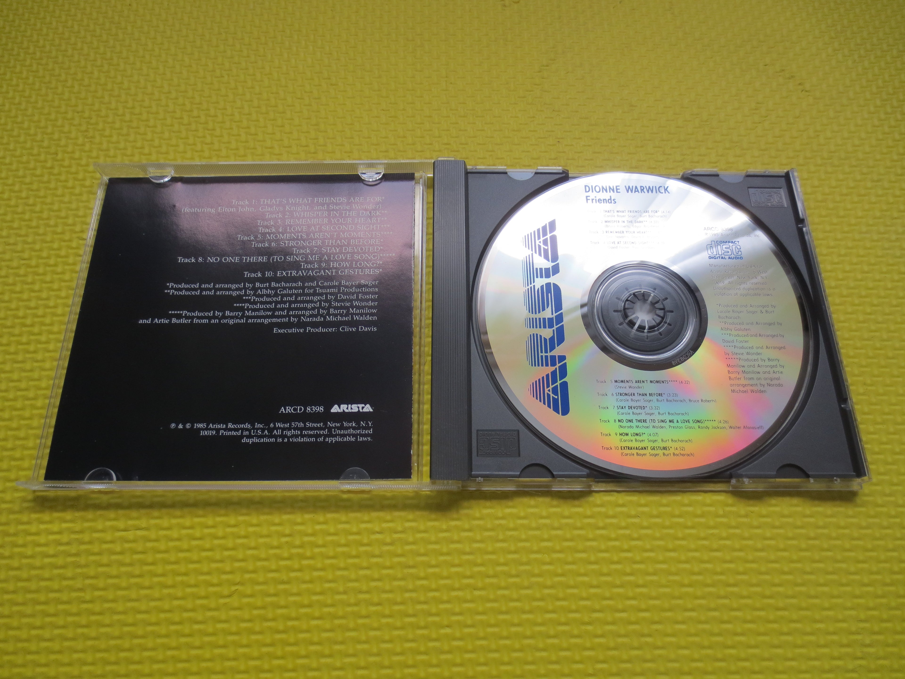 DIONNE WARWICK, FRIENDS, 1985 Compact Disc, Vintage Cd