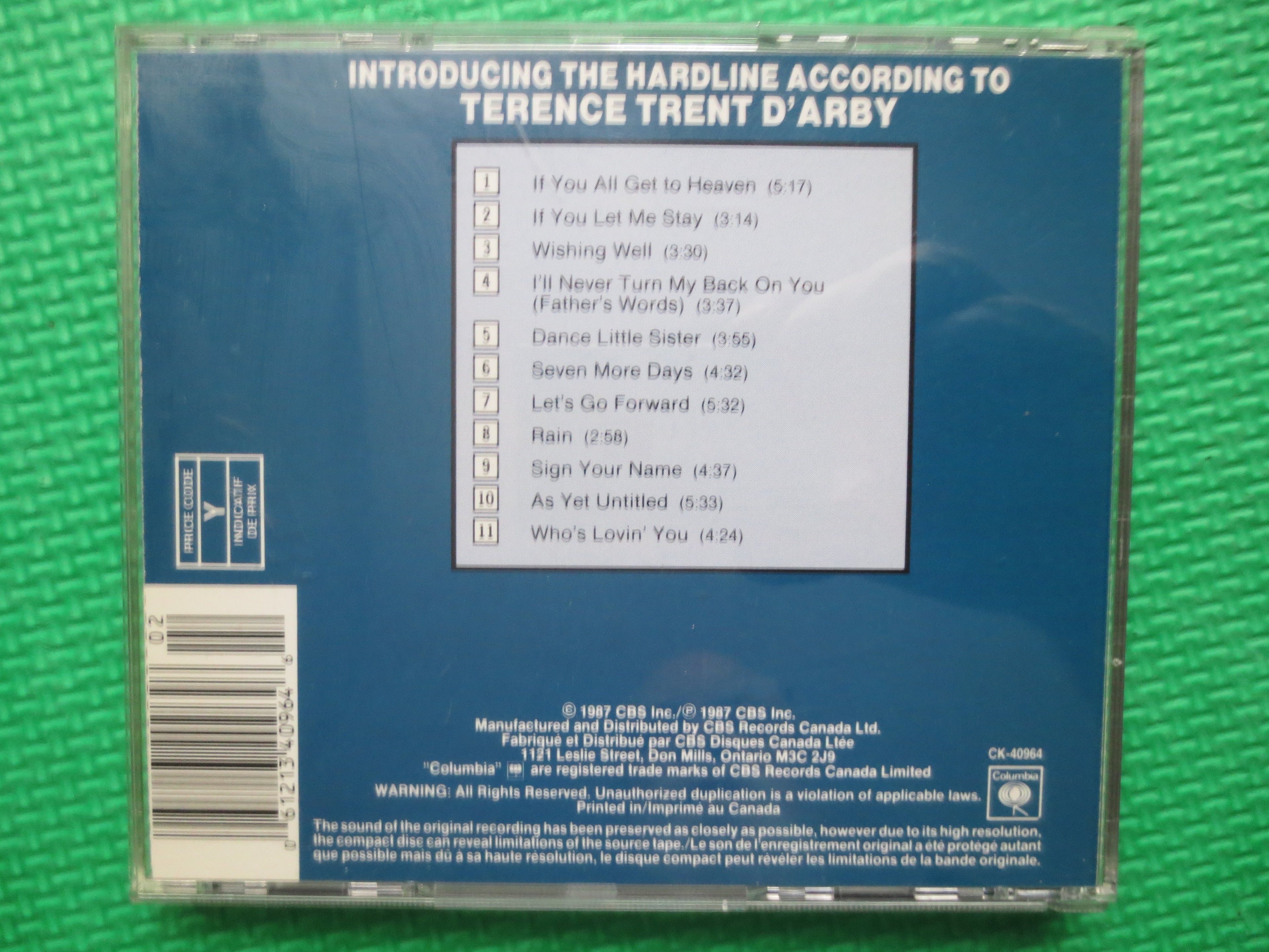 Terence Trent D'Arby – Introducing the Hardline According to Terence Trent D'Arby (1987) CD