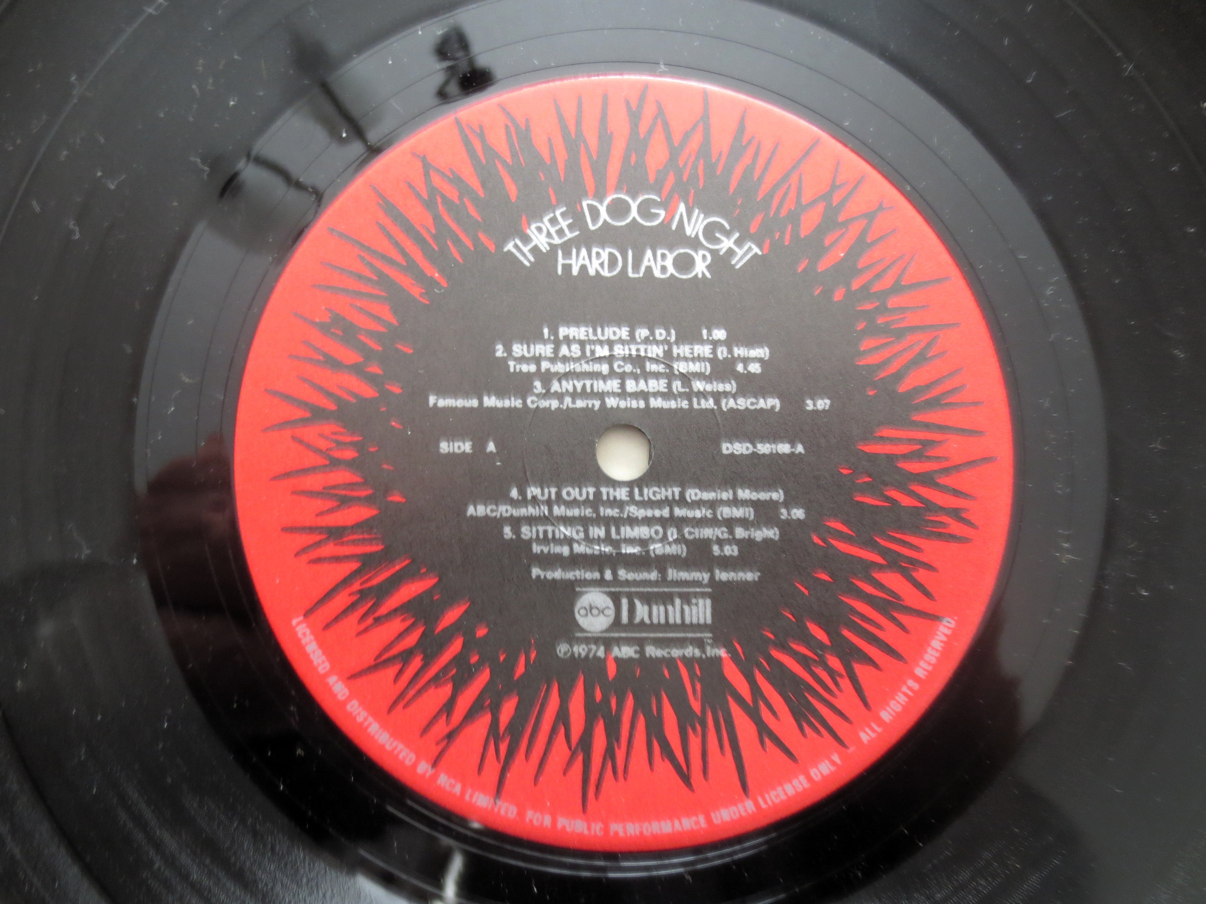 THREE DOG NIGHT, Hard Labor, Vintage Album, 1974 Record, Vinyl Lp