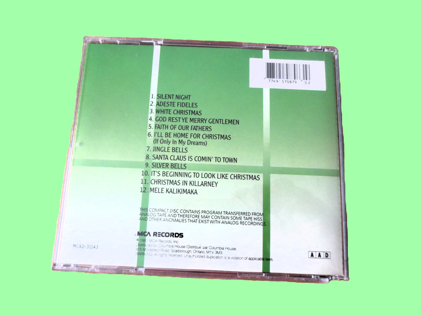 BING CROSBY, Merry Christmas, 1985 Compact Disc, Vintage Cd