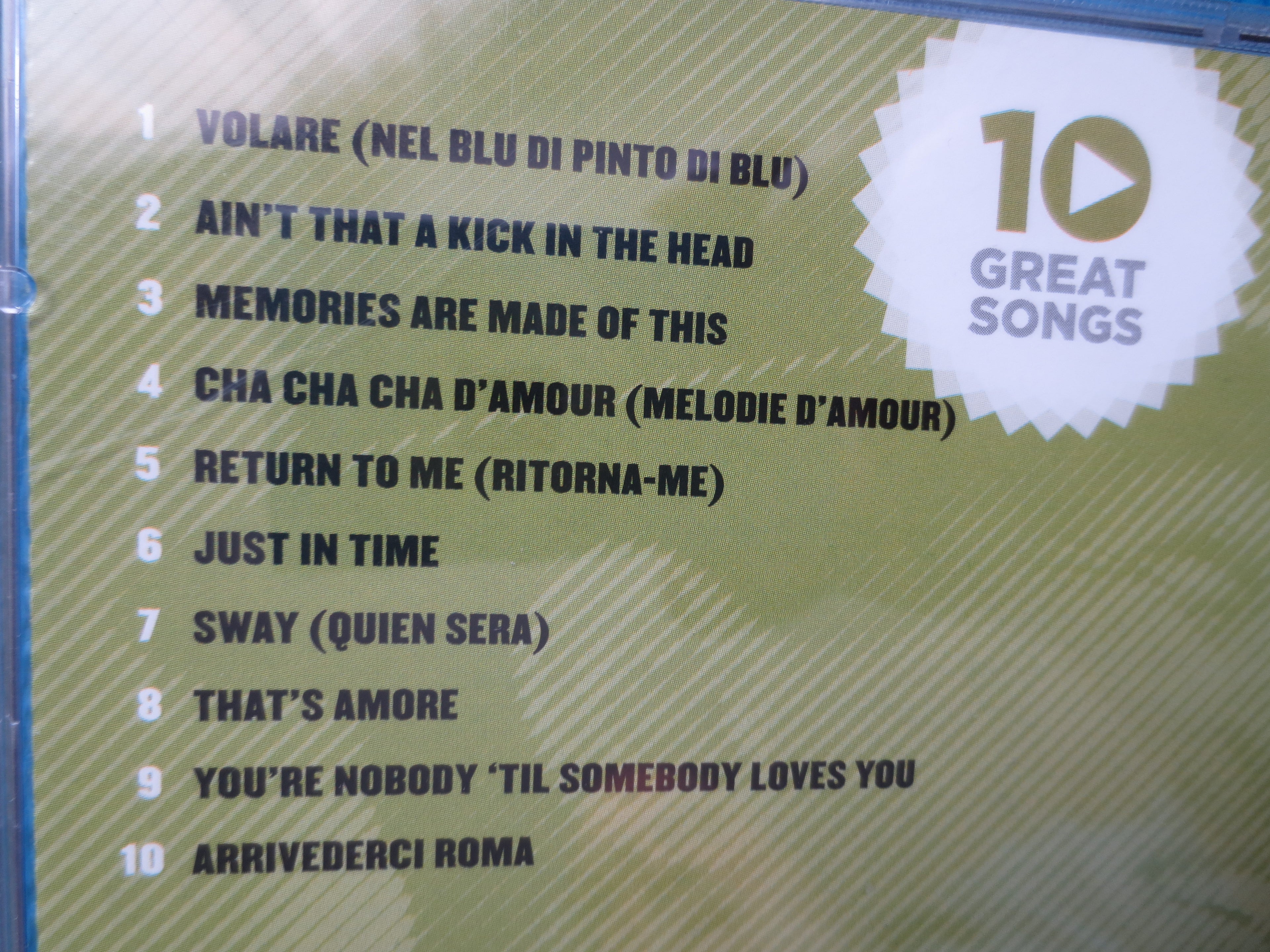 Dean Martin – 10 Great Songs Compact Disc