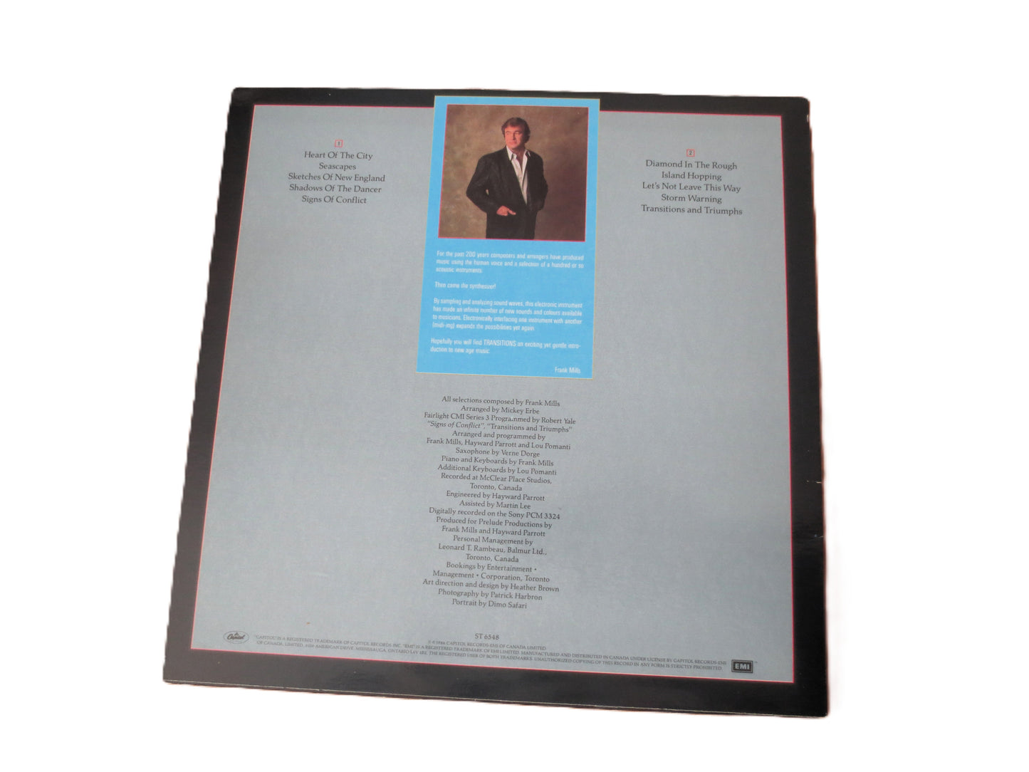 FRANK MILLS, Transitions, Vintage Album, 1986 Record, Vinyl Lp