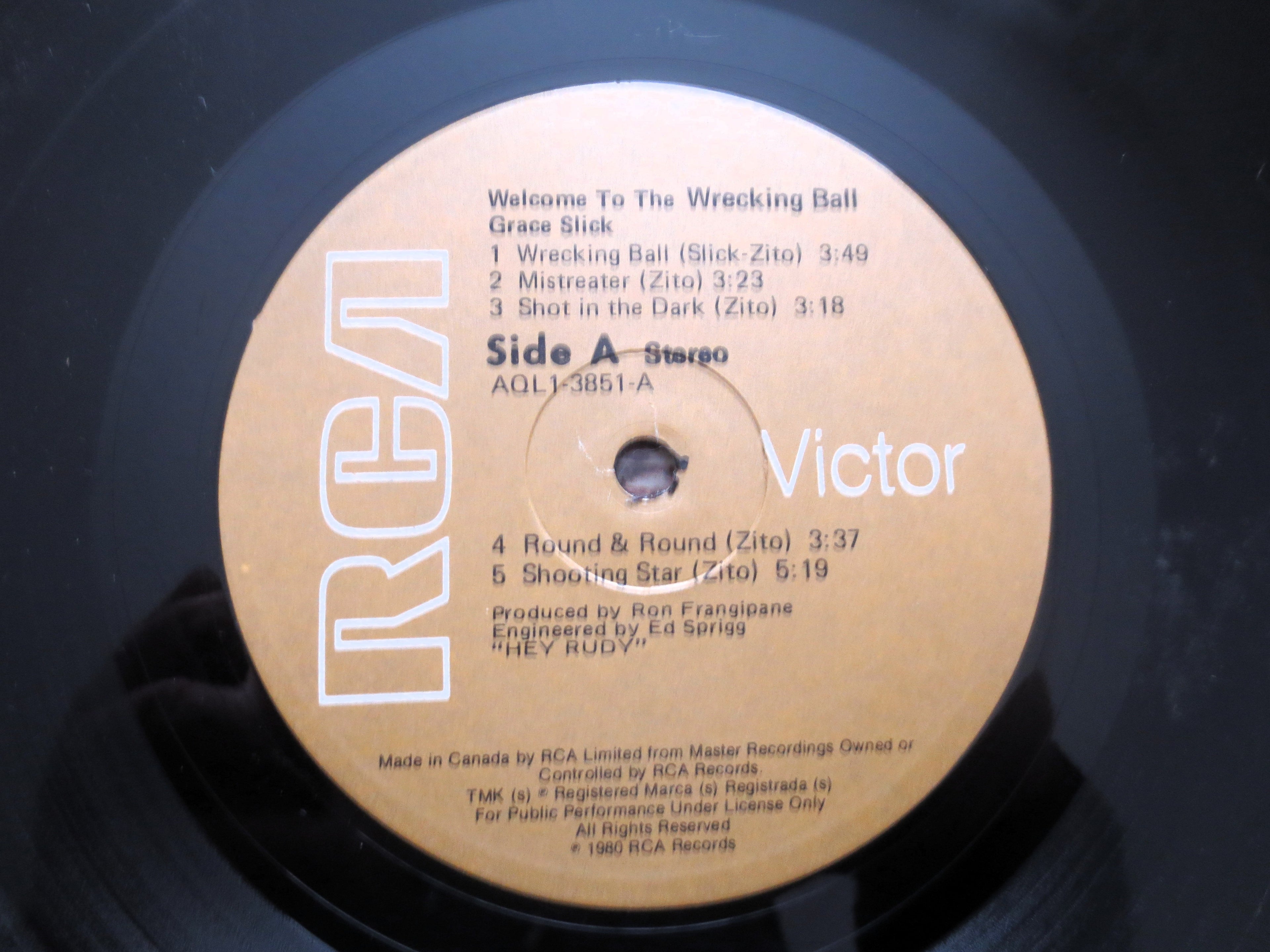 GRACE SLICK, Welcome to the Wrecking Ball, Vintage Album, 1981 Record, Vinyl LP