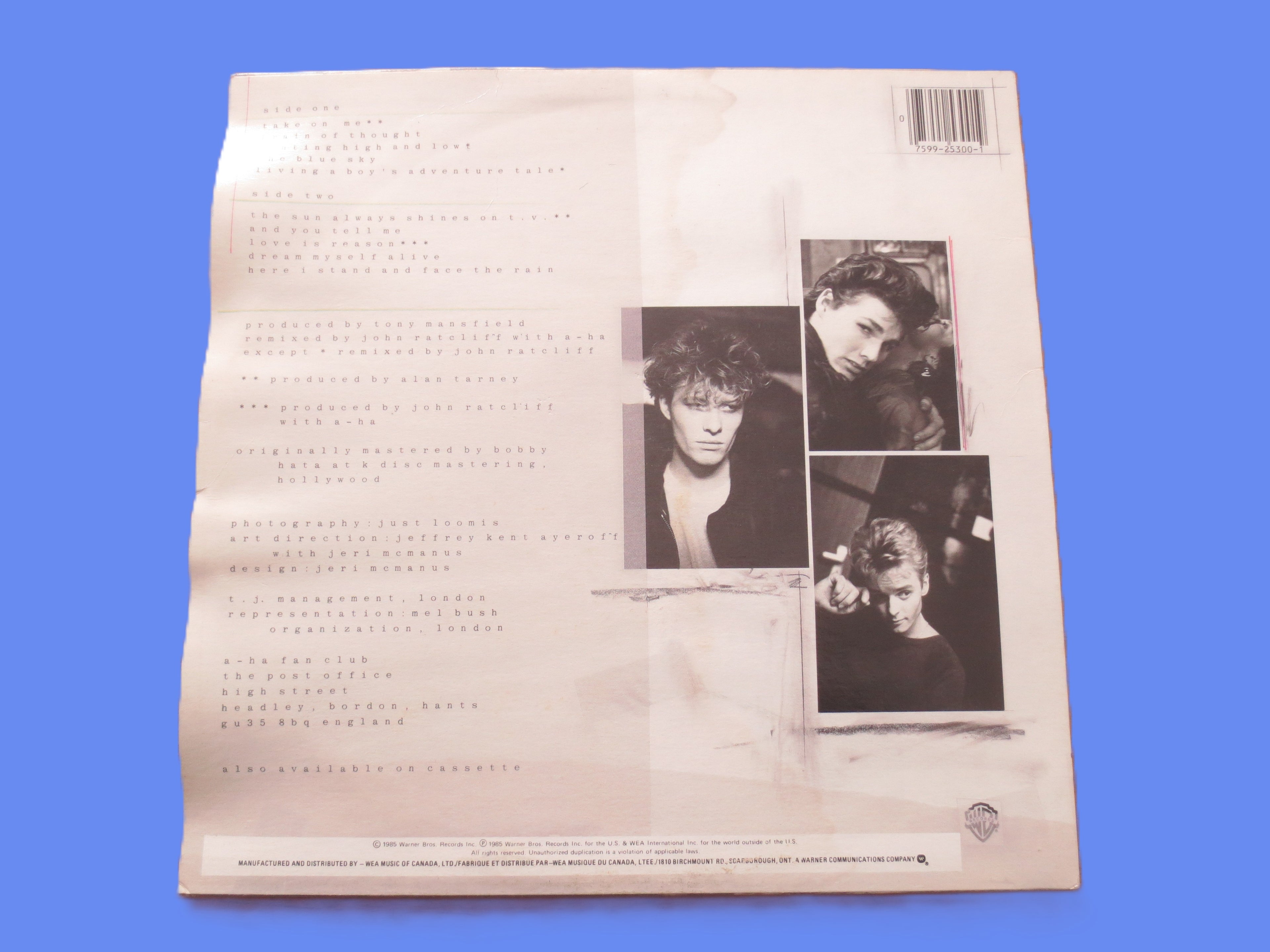 A-HA, Hunting High and Low, Vintage Album, 1985 Record, Vinyl Lp