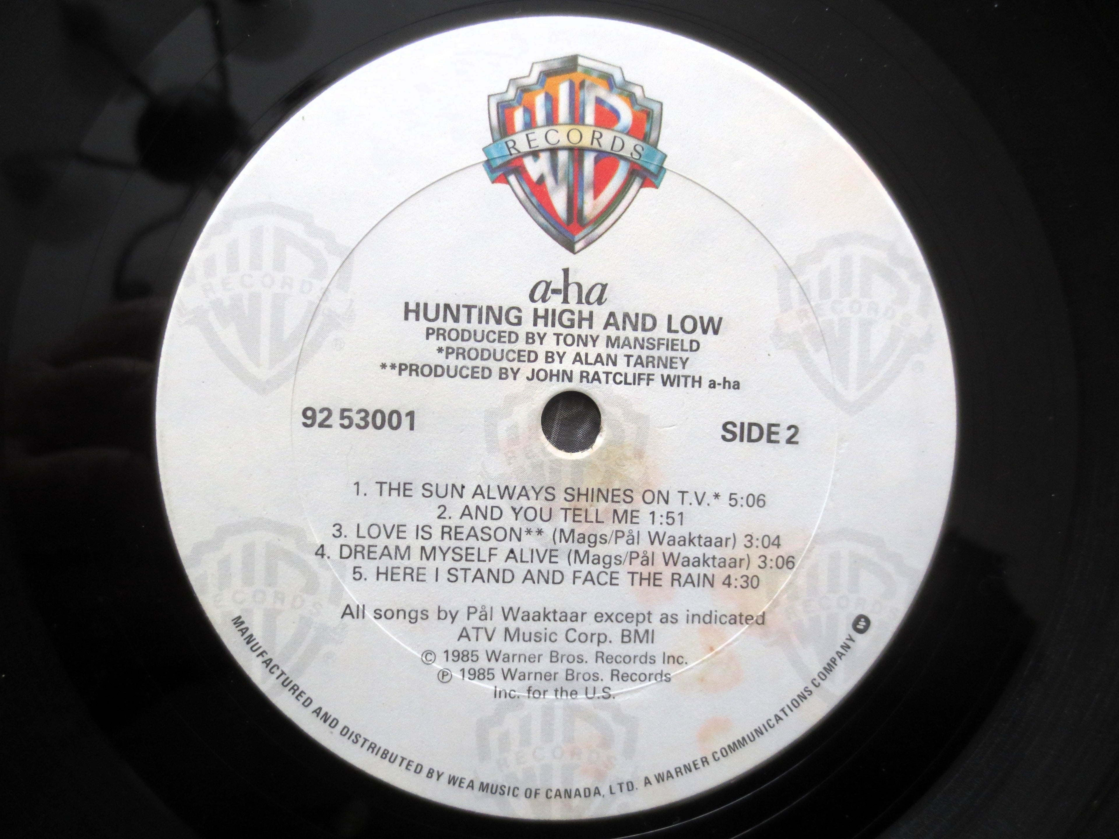 A-HA, Hunting High and Low, Vintage Album, 1985 Record, Vinyl Lp
