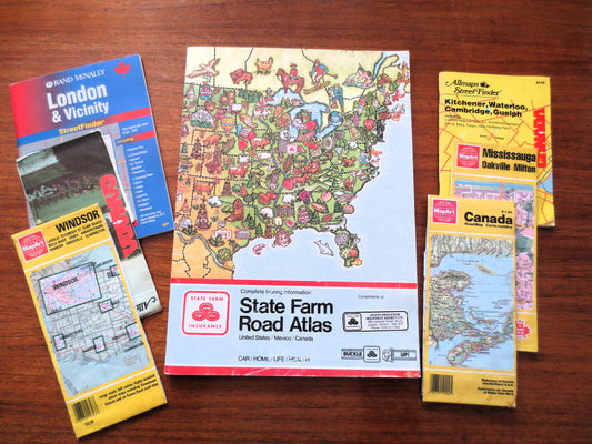 STATE FARM ROAD Atlas, Road Map Lot, Vintage Roadmap Collection