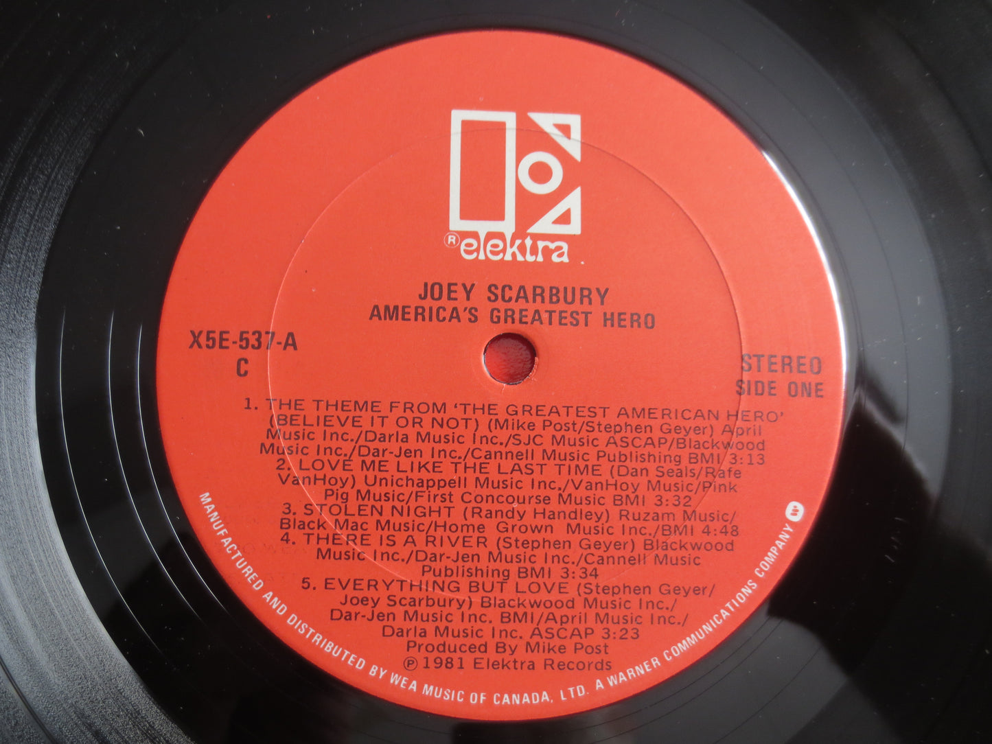 JOEY SCARBURY, America's GREATEST Hero, Joey Scarbury Album, Joey Scarbury Vinyl, Joey Scarbury Record, Rock Lp, Vintage Record, 1982 Record