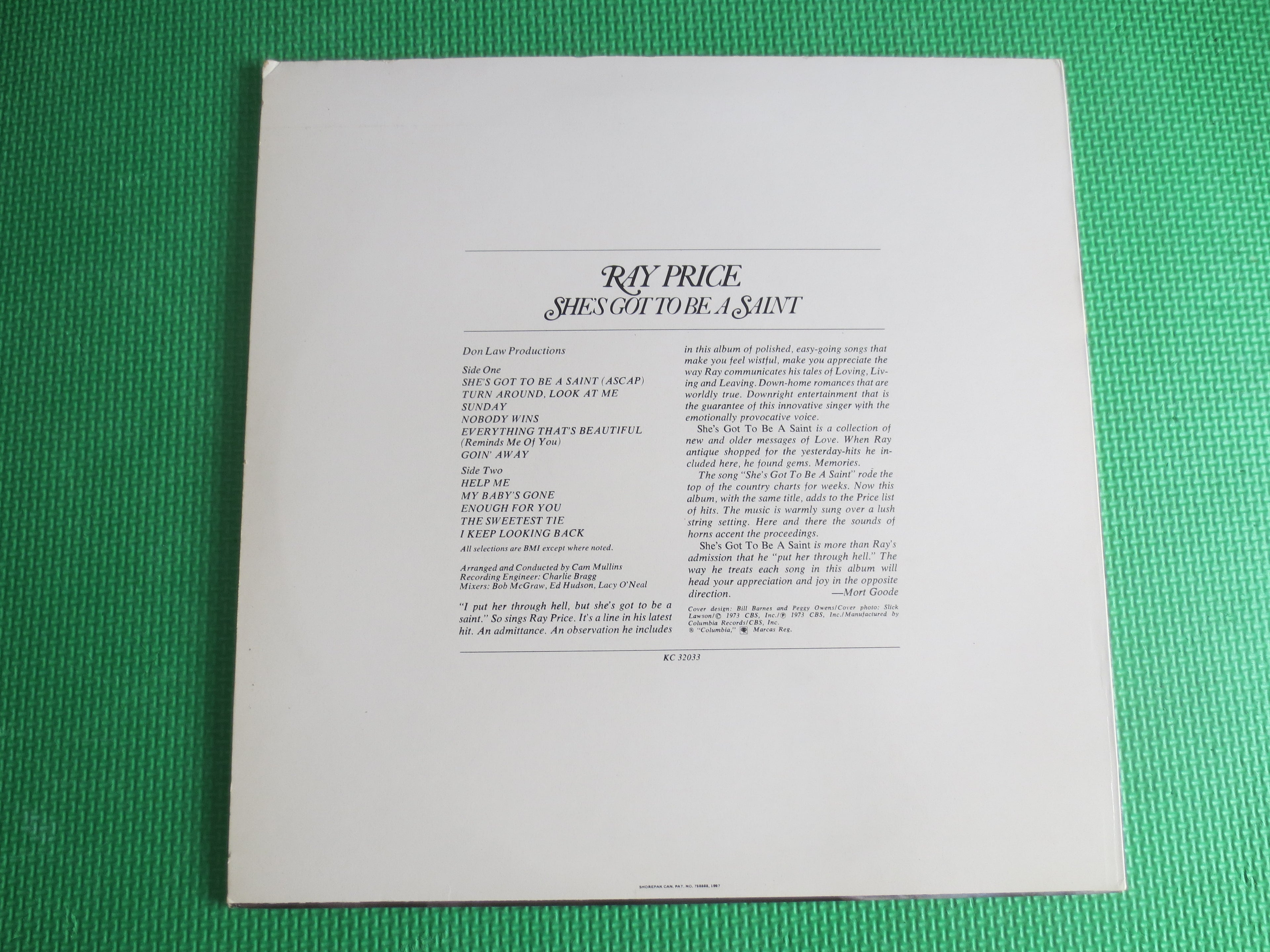 RAY PRICE, She's Got To Be A Saint, Vintage Album, 1973 Record, Vinyl Lp