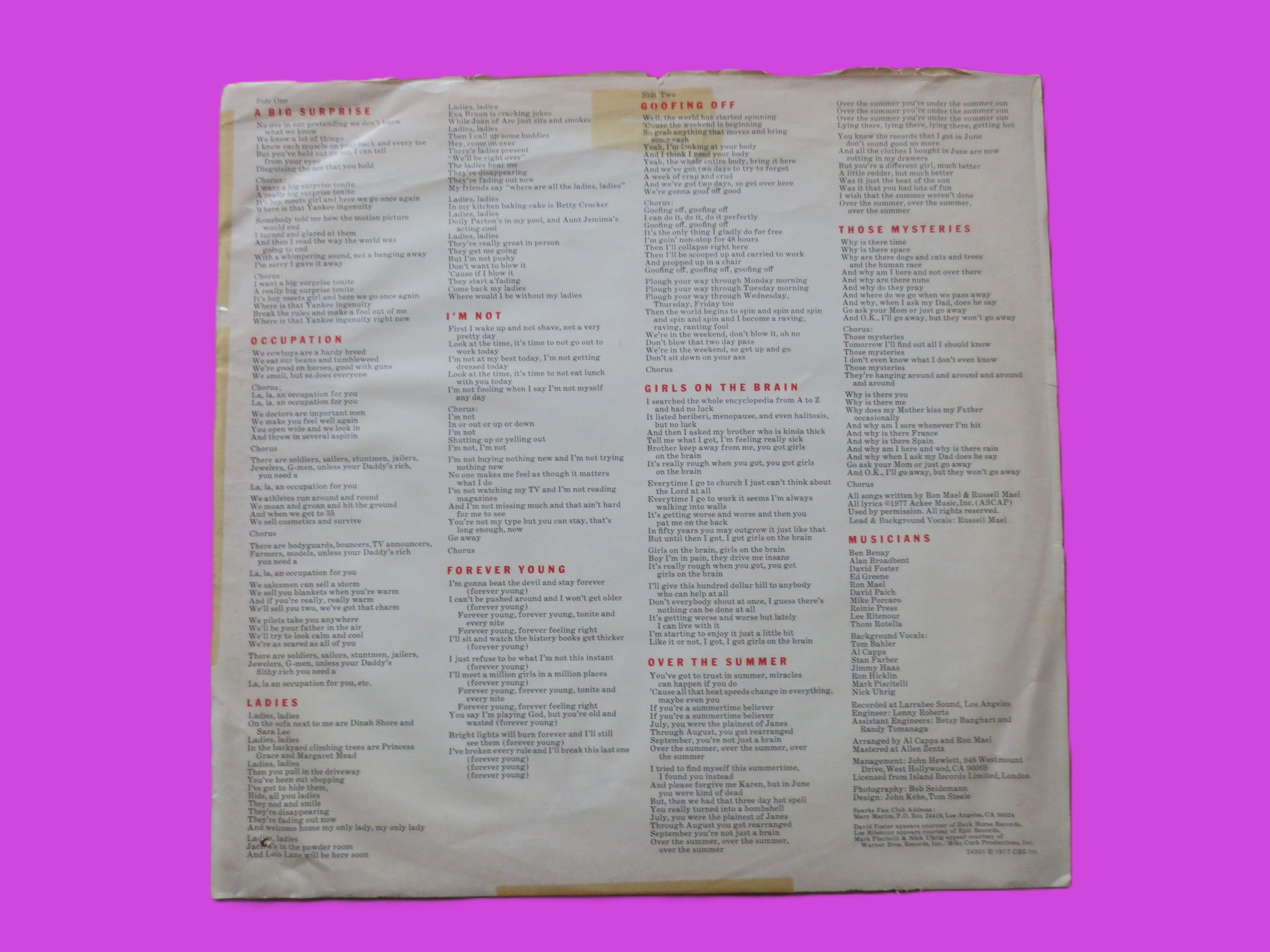 Sparks – Introducing Sparks (1977) Vinyl LP