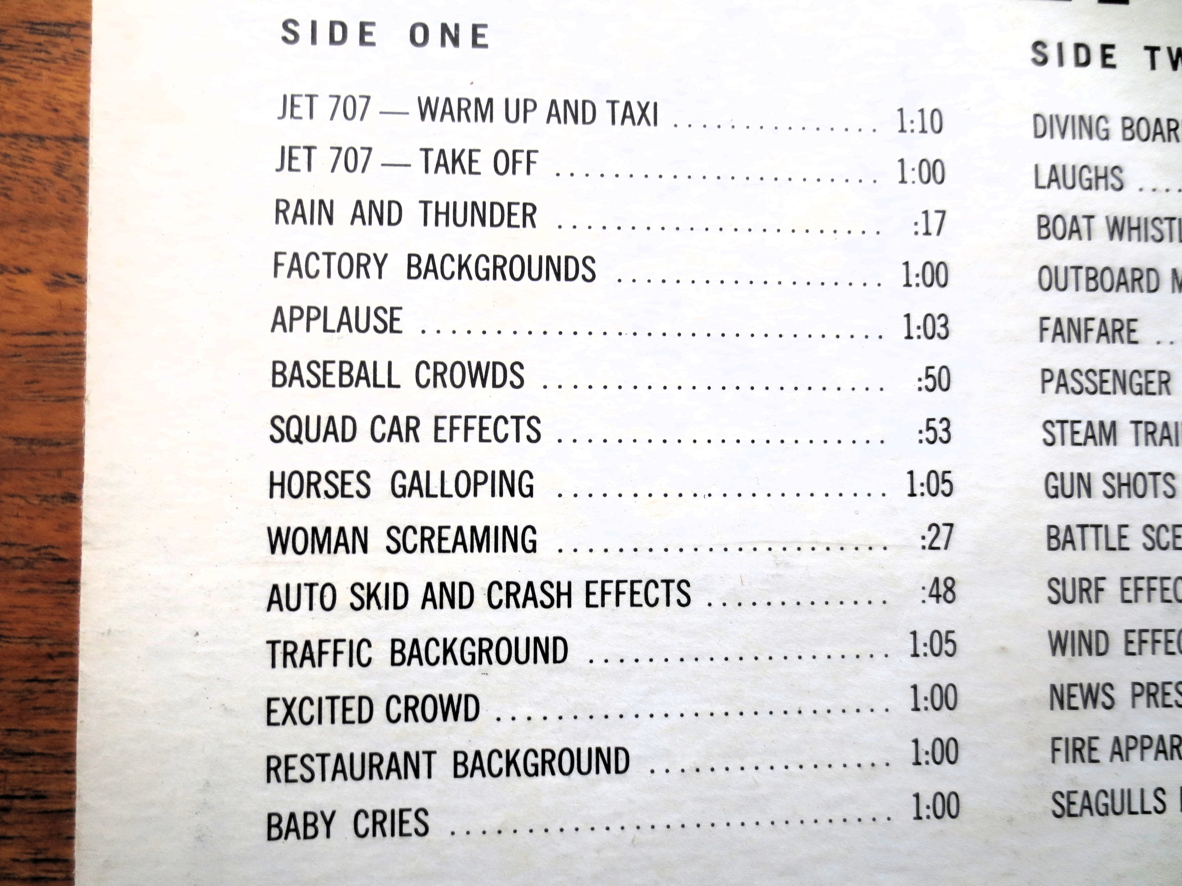28 Timed SOUND EFFECTS, Realistic, Vintage Album, 1970 Record, Vinyl Lp