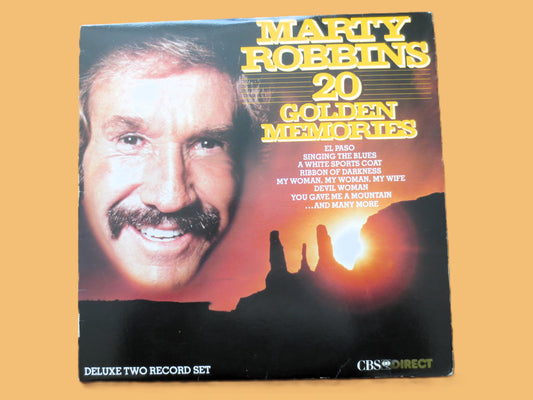 MARTY ROBBINS, 20 Golden Memories, Vintage Double Album, 1983 Record, Vinyl Lp