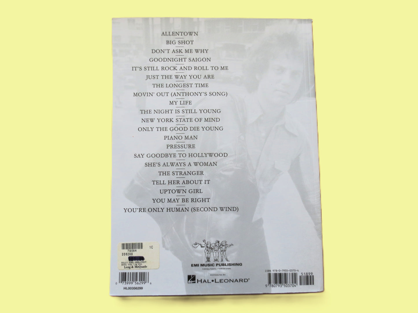 BILLY JOEL, Greatest Hits, Volumes 1 and 2, Sheet Music Book, Songbook