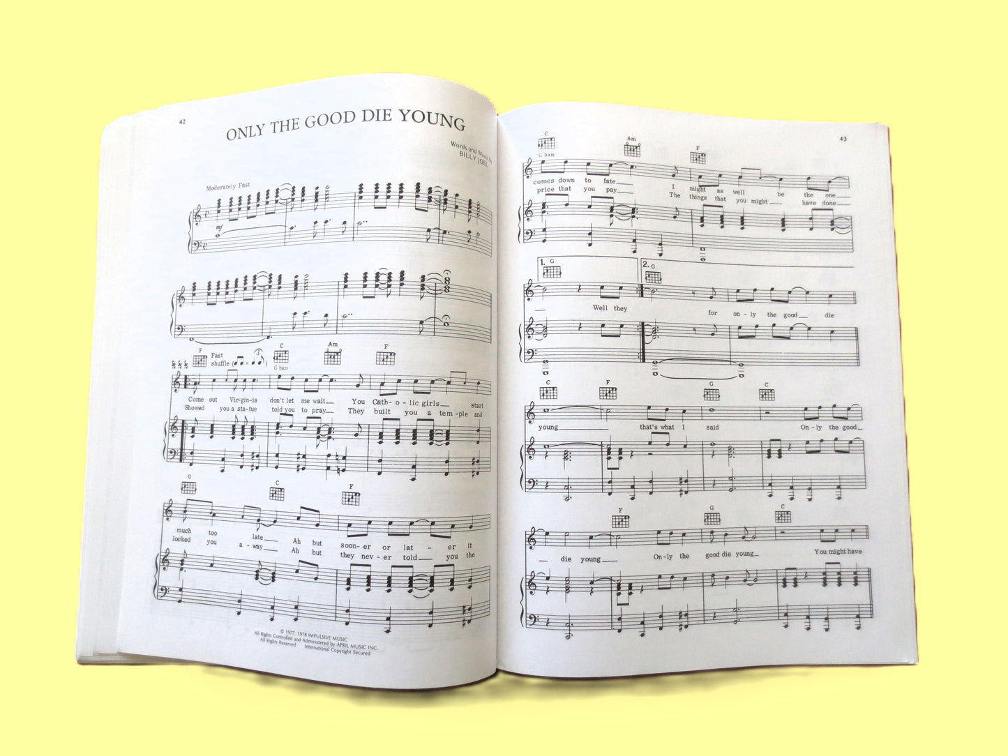 BILLY JOEL, Greatest Hits, Volumes 1 and 2, Sheet Music Book, Songbook