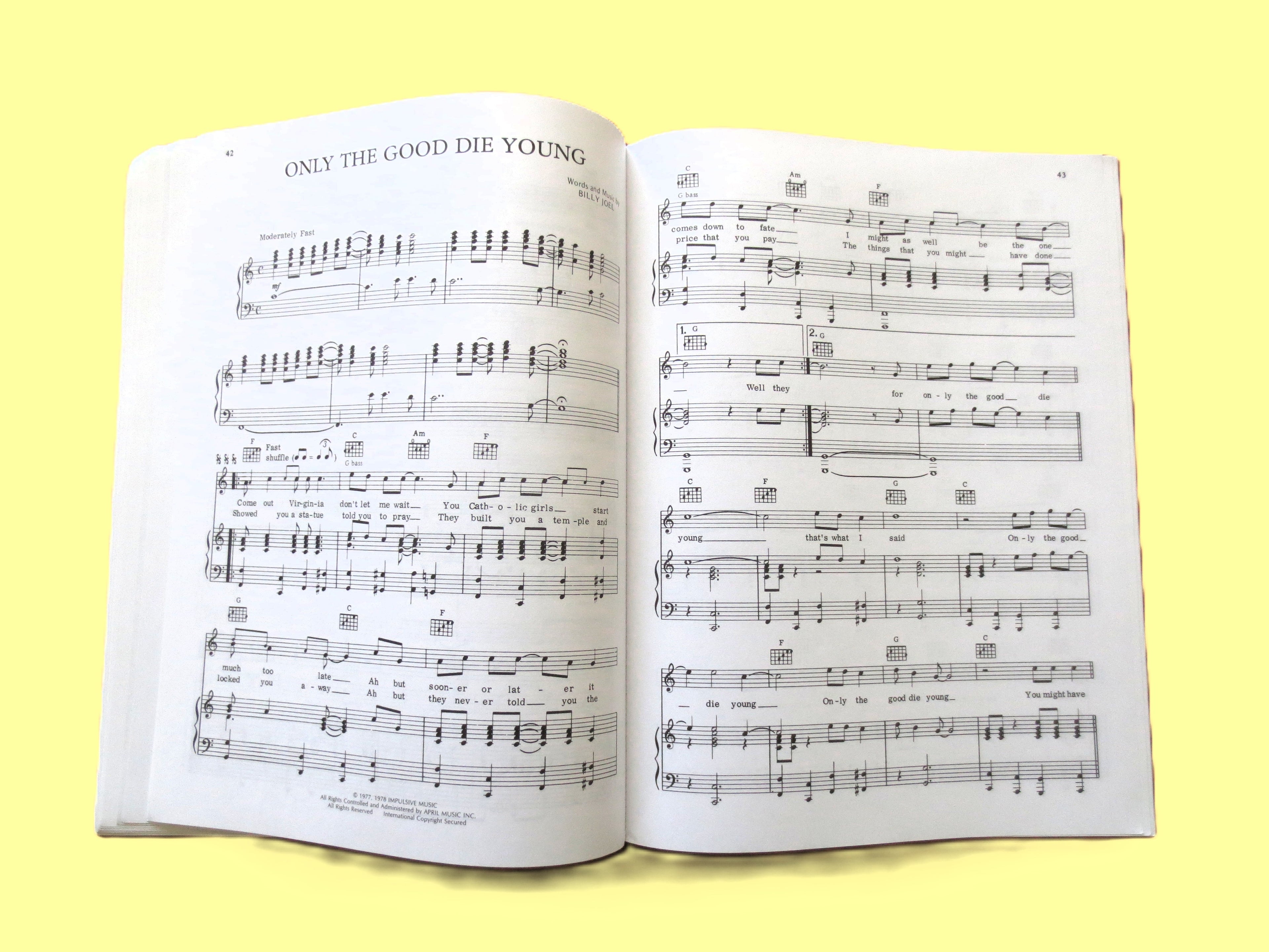 BILLY JOEL, Greatest Hits, Volumes 1 and 2, Sheet Music Book, Songbook