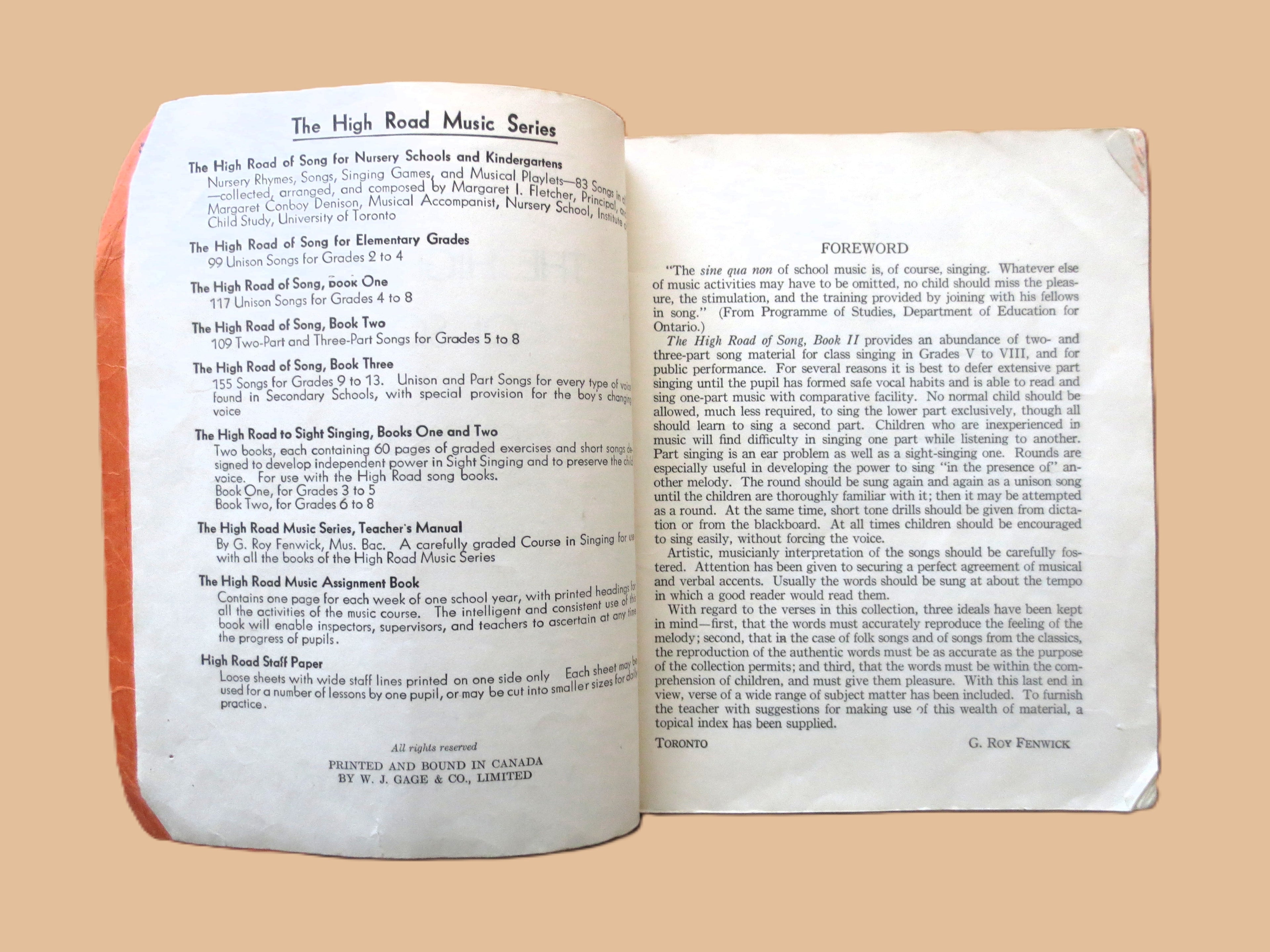 The HIGH ROAD of SONG, Book Two, Sheet Music Book, Songbook, Vintage 1921