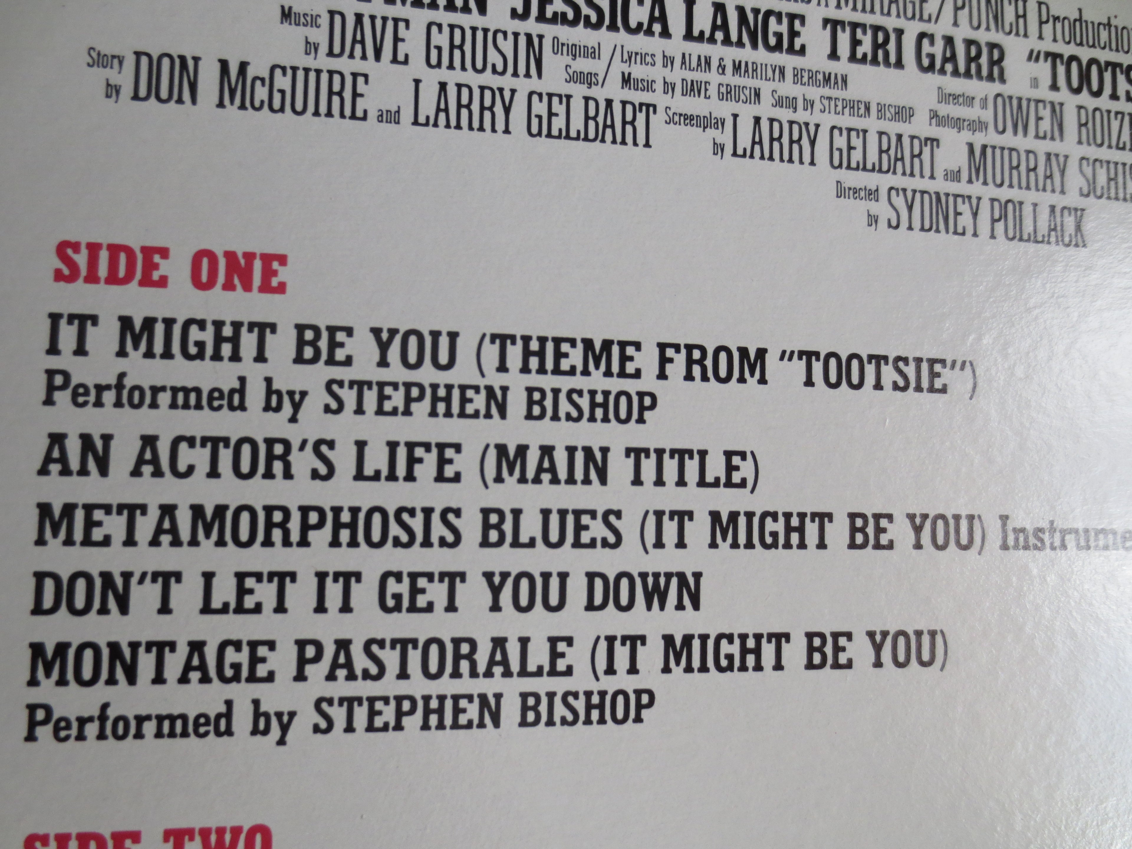 TOOTSIE, Movie Soundtrack, TOOTSIE Soundtrack, TOOTSIE Movie,  Stephen Bishop Album, Record Vinyl, Movie Lp, 1983 Records