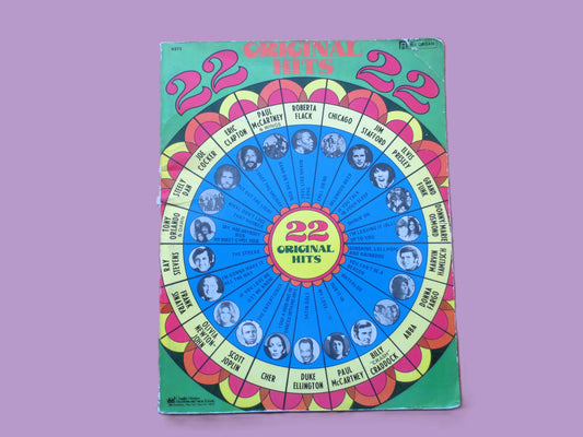 22 ORIGINAL HITS, Sheet Music Book, Songbook, Vintage 1975