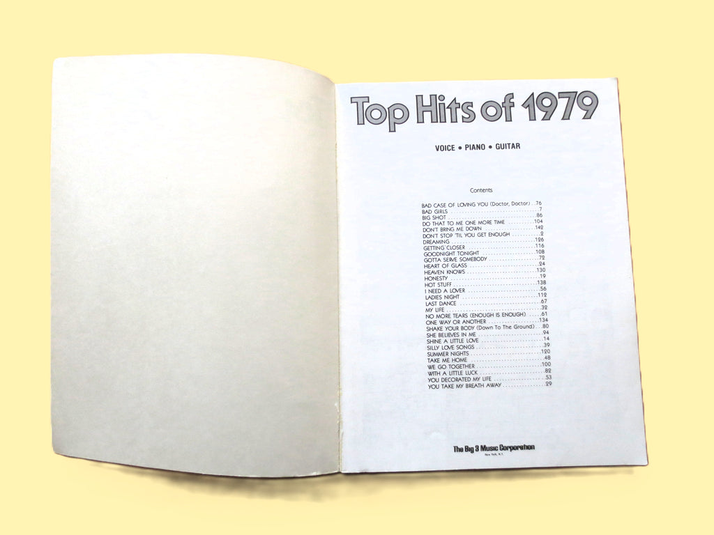 Top Hits of 1979 – Sheet Music Songbook (Piano/Vocal/Chords)