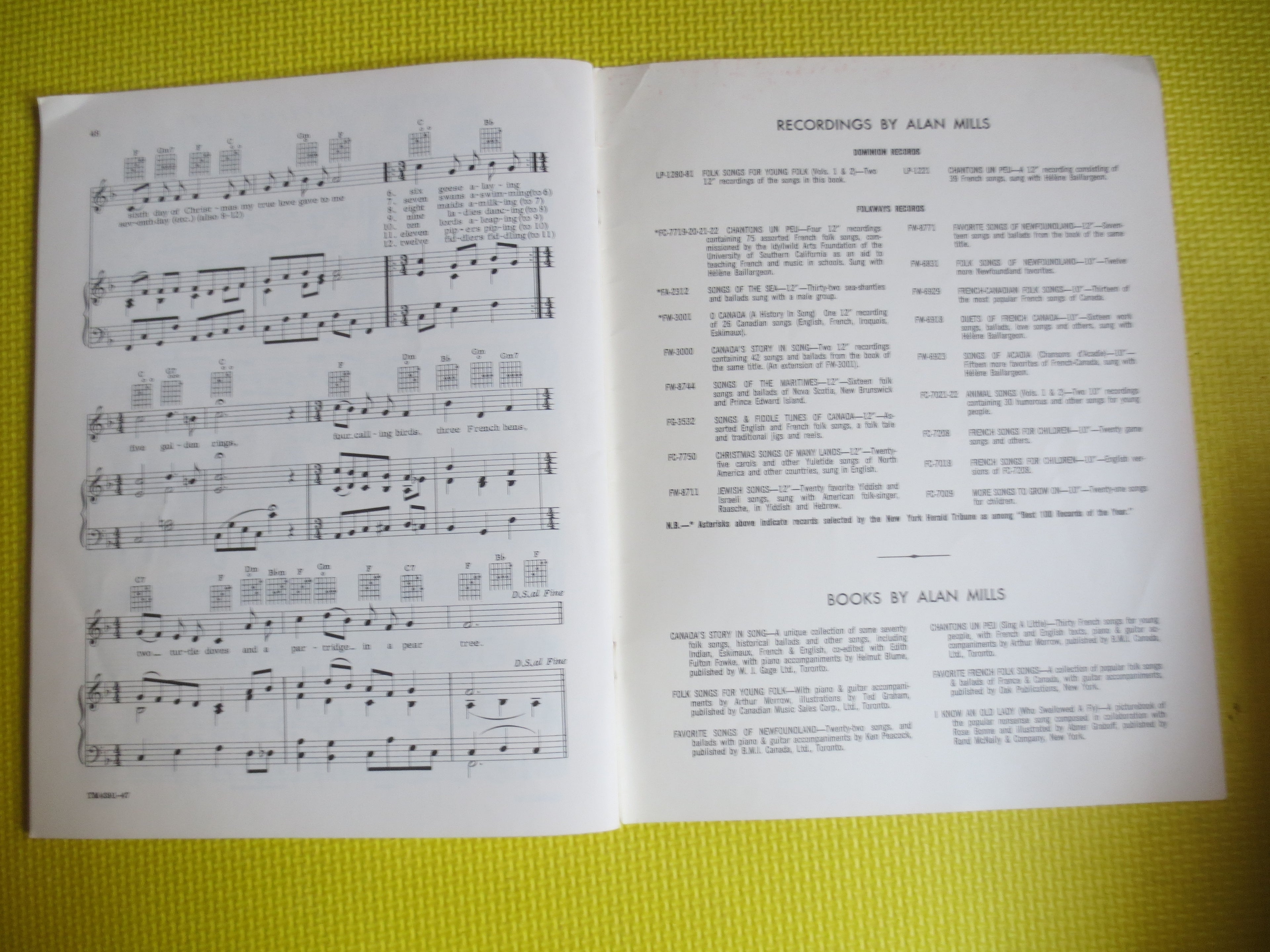 Folk Songs for Young Folk – Sheet Music Book (1957)