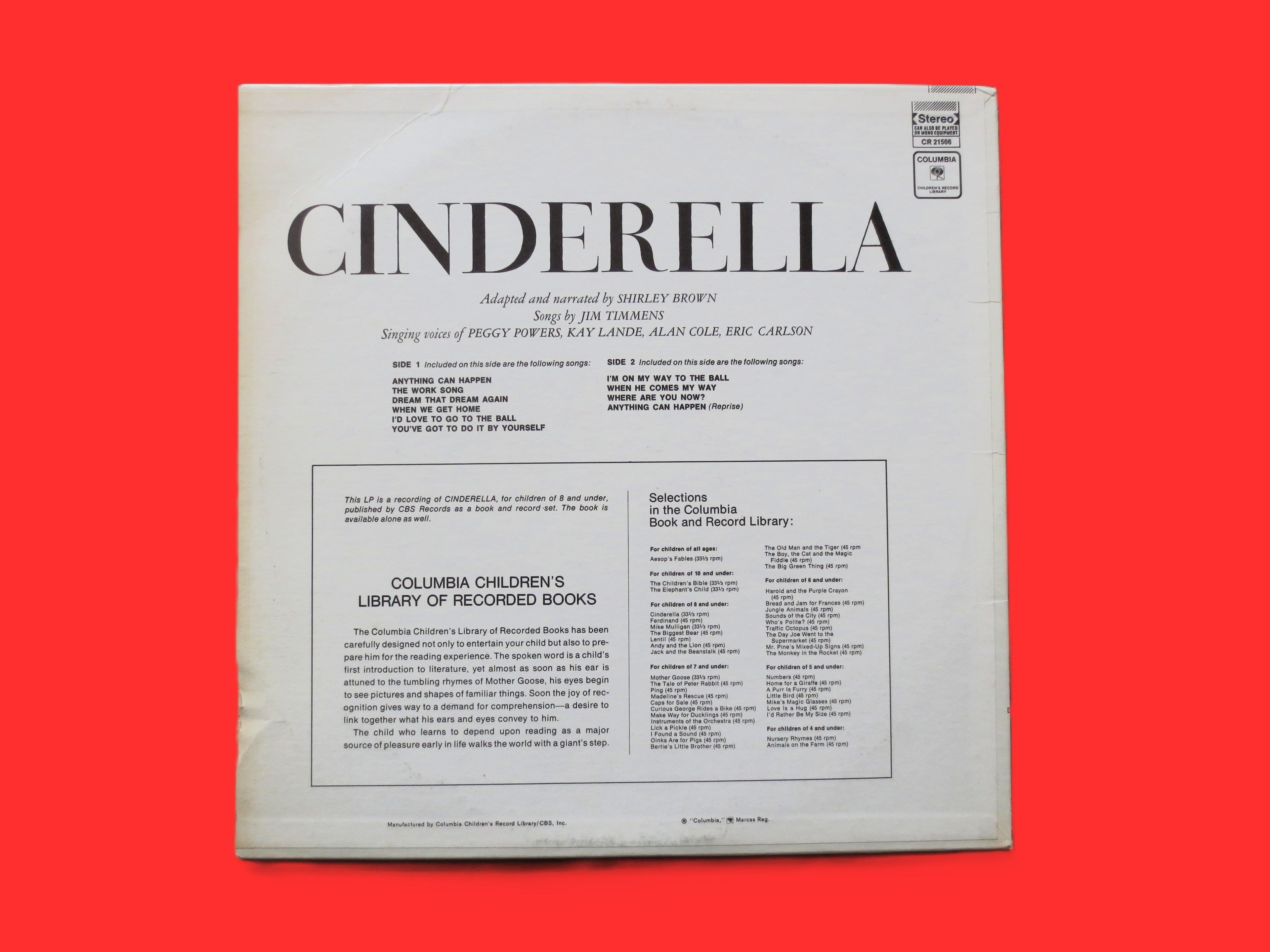 Cinderella – Columbia Children’s Records (c.1967) Vinyl LP
