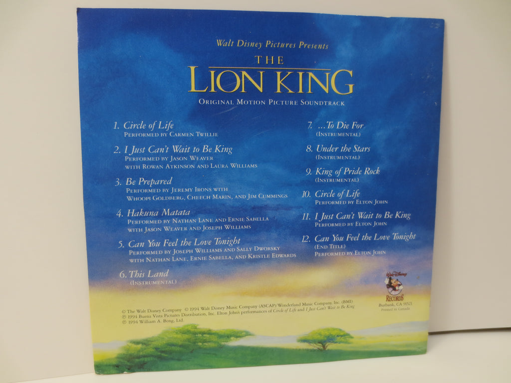 LION KING, Movie SOUNDTRACK, Walt Disney, 1994 Compact Disc, Vintage Cd