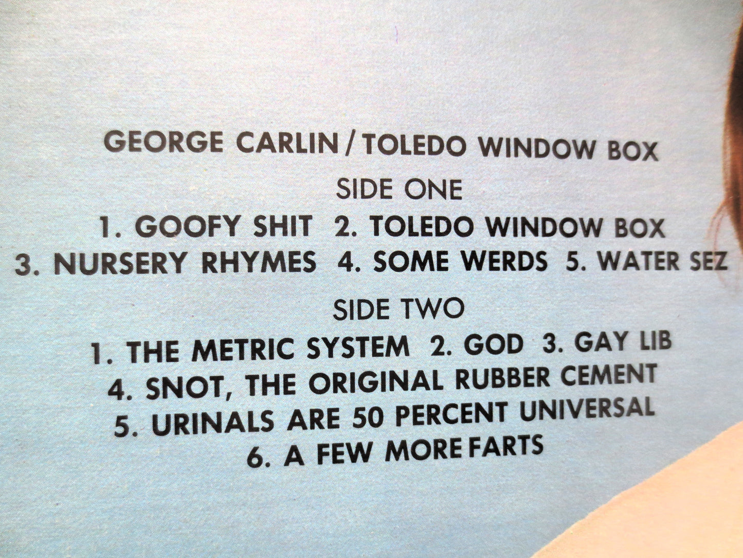 GEORGE CARLIN, Toledo Window Box, Comedy Album, 1974 Record, Vinyl Lp