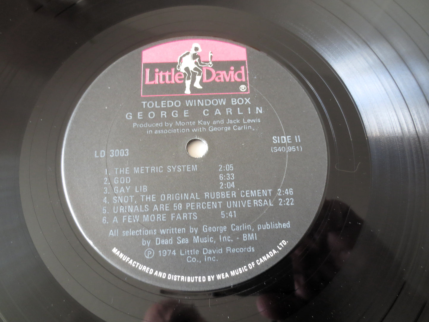 GEORGE CARLIN, Toledo Window Box, Comedy Album, 1974 Record, Vinyl Lp