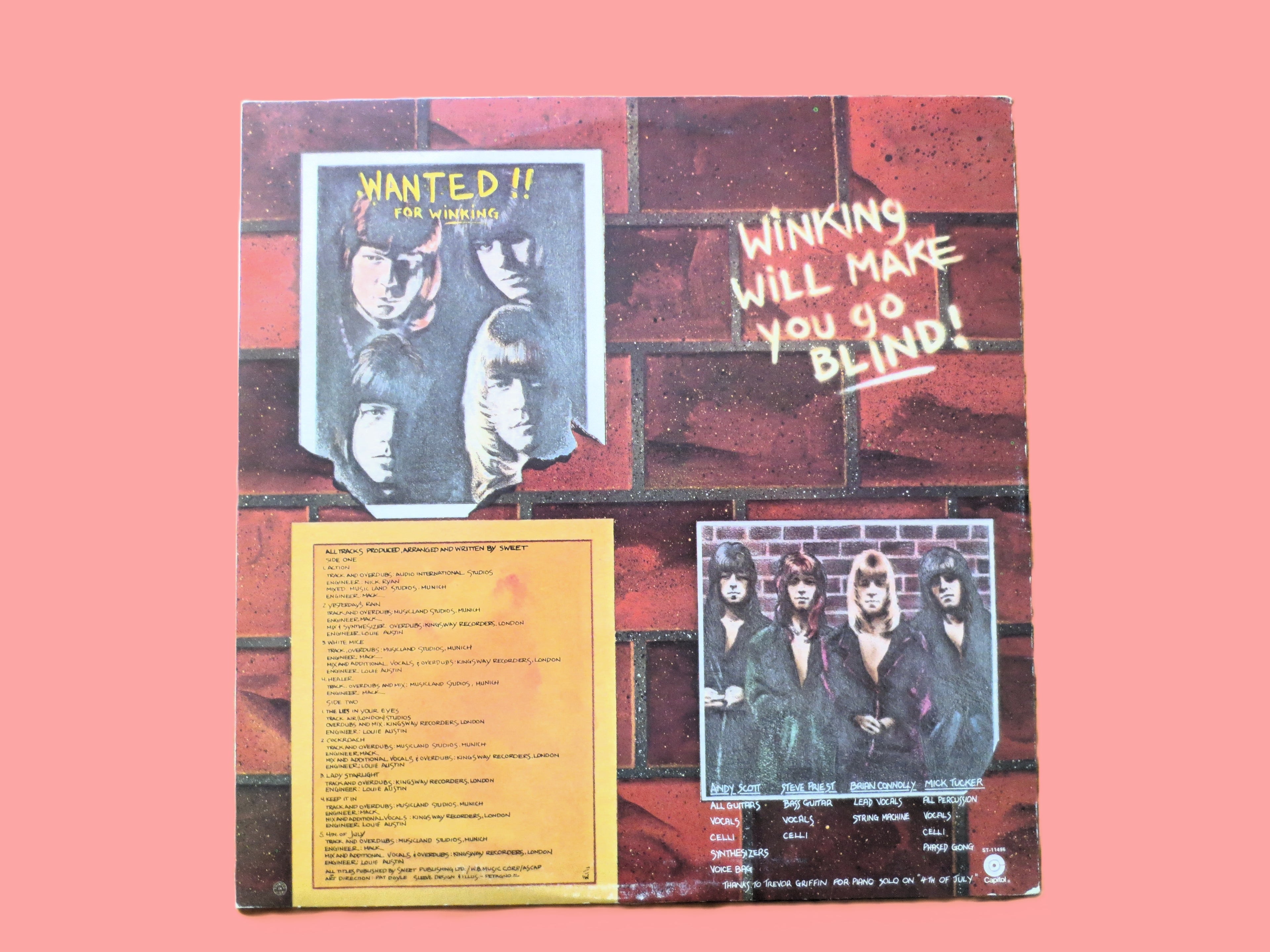 The SWEET, Give Us A Wink, Vintage  Album, 1976 Record, Vinyl Lp