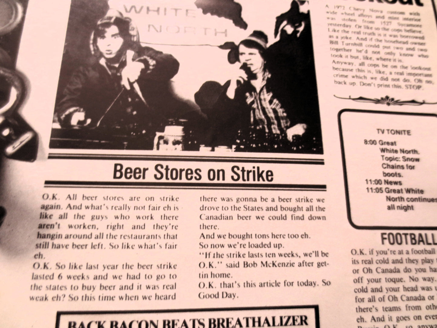 GREAT WHITE NORTH, Bob McKenzie, Doug McKenzie, Comedy Album, 1981 Record, Vinyl Lp