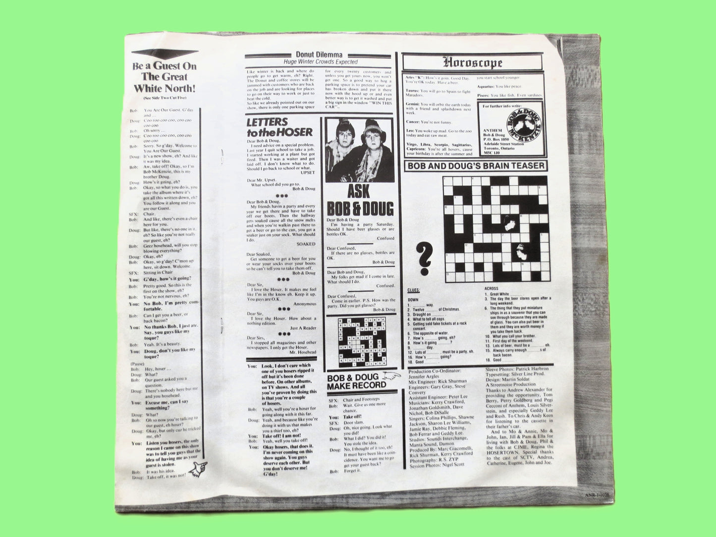 GREAT WHITE NORTH, Bob McKenzie, Doug McKenzie, Comedy Album, 1981 Record, Vinyl Lp