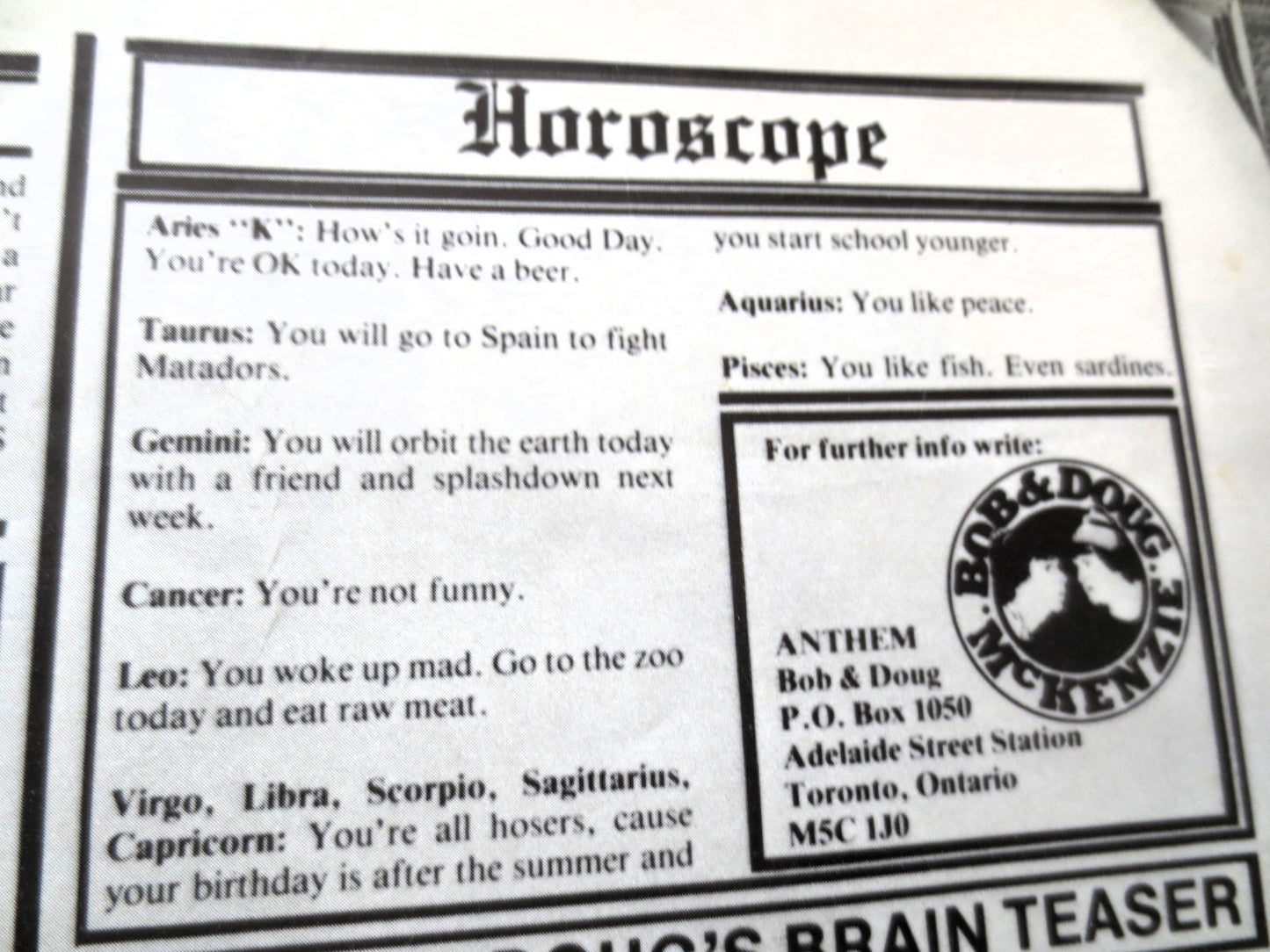 GREAT WHITE NORTH, Bob McKenzie, Doug McKenzie, Comedy Album, 1981 Record, Vinyl Lp