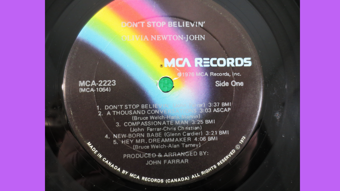 OLIVIA NEWTON-JOHN, Don't Stop Believin', Pop Records, Vintage Vinyl, Record Vinyl, Records, Vinyl Records, Vintage Records, 1976 Records