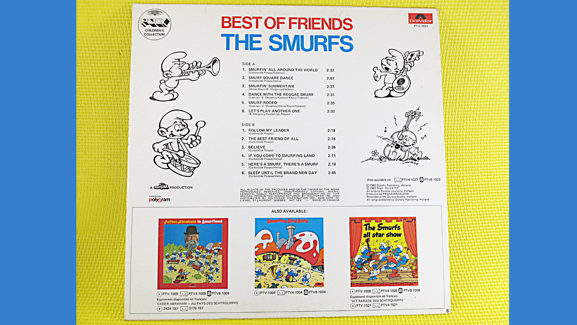 The SMURFS, BEST of FRIENDS, Children's Records, Vintage Vinyl, Kids Records, Vinyl Record, Vinyl, Records, Vintage Records, 1982 Records