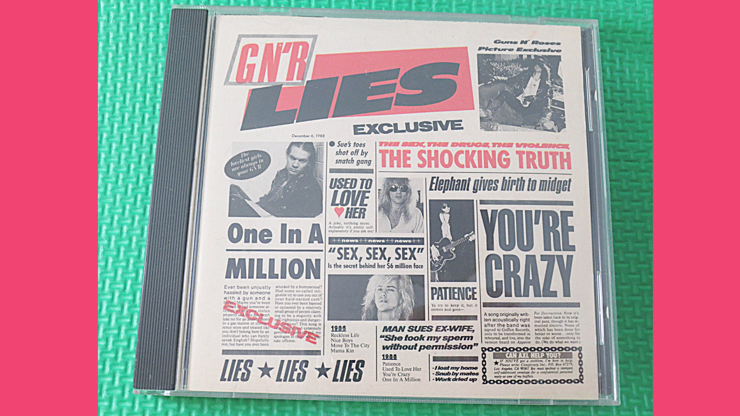 GUNS and ROSES, G N' R MUG, Guns 'n Roses Lp, Guns 'N Roses Cd, Guns 'N Roses Cup, Vintage Compact Disc, Cd, 1988 Compact Disc