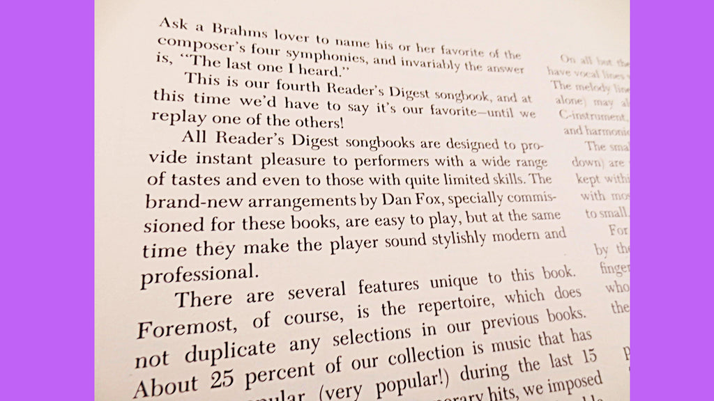 Reader's Digest SONGBOOK, SHEET MUSIC, Festival of Popular Songs, 1977 Music Book