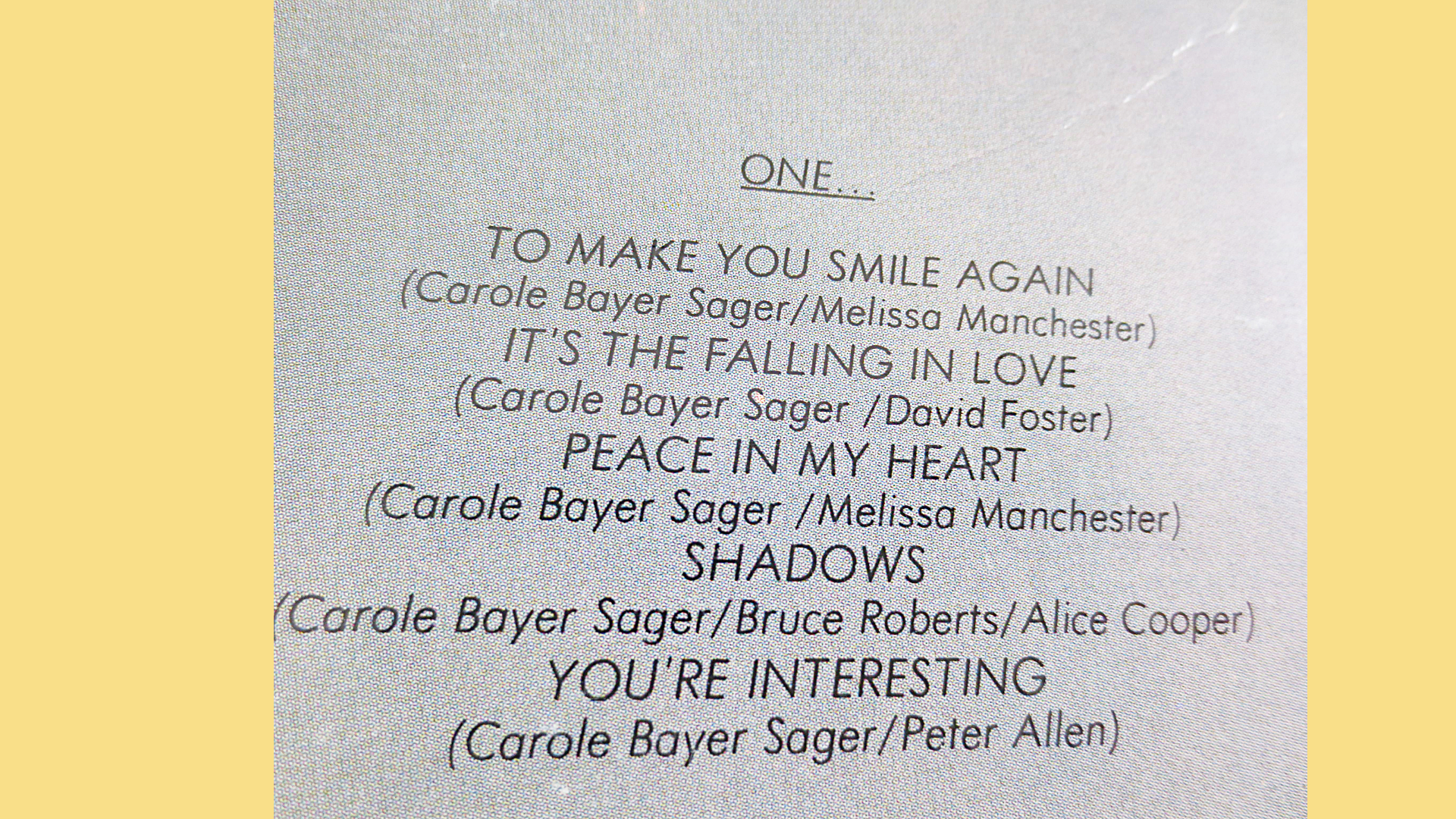 Carole Bayer Sager – ...Too (1978) Vinyl LP