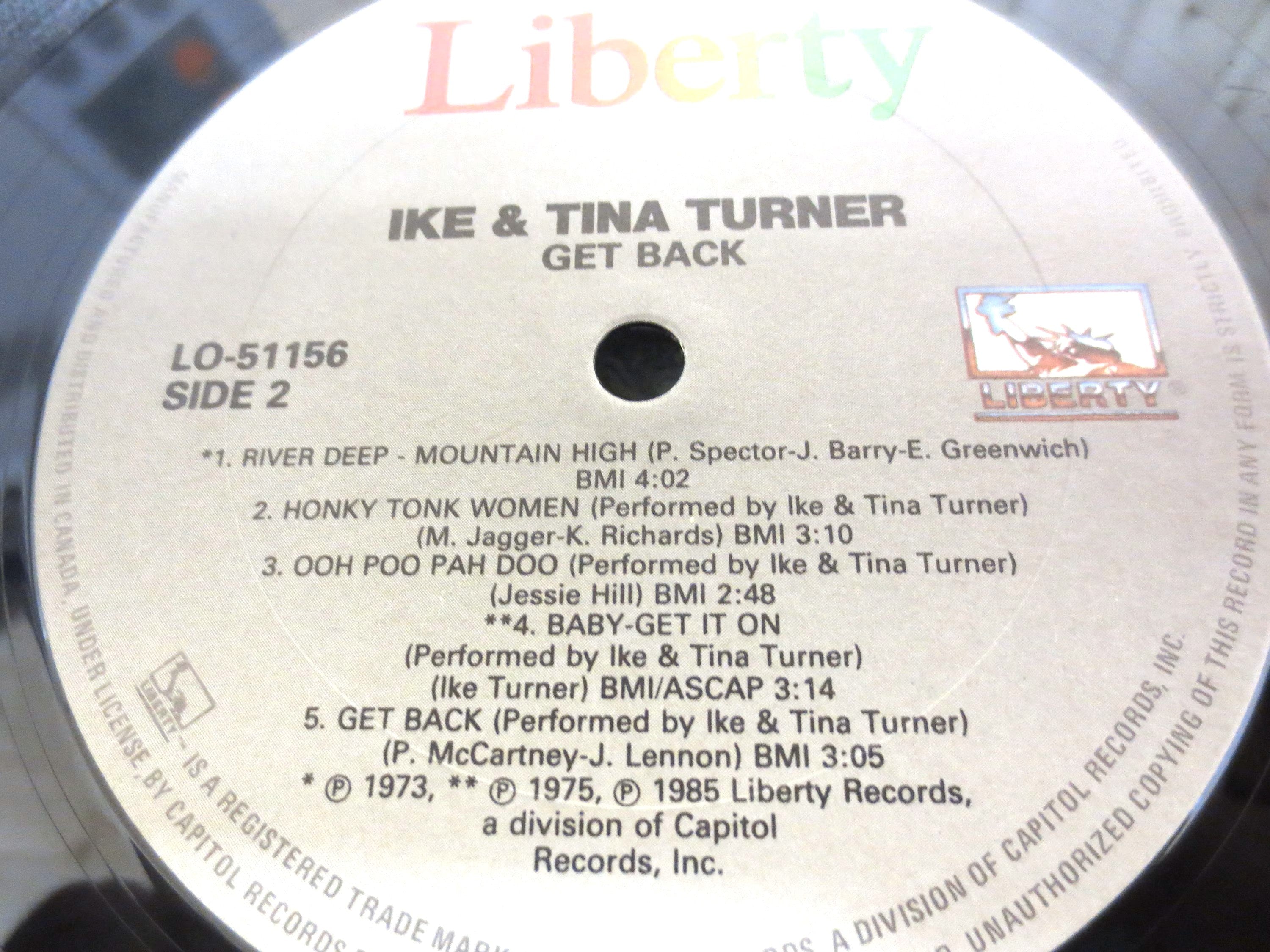 IKE & TINA TURNER, Get Back, Pop Rock, 1985 Record, Vinyl Lp