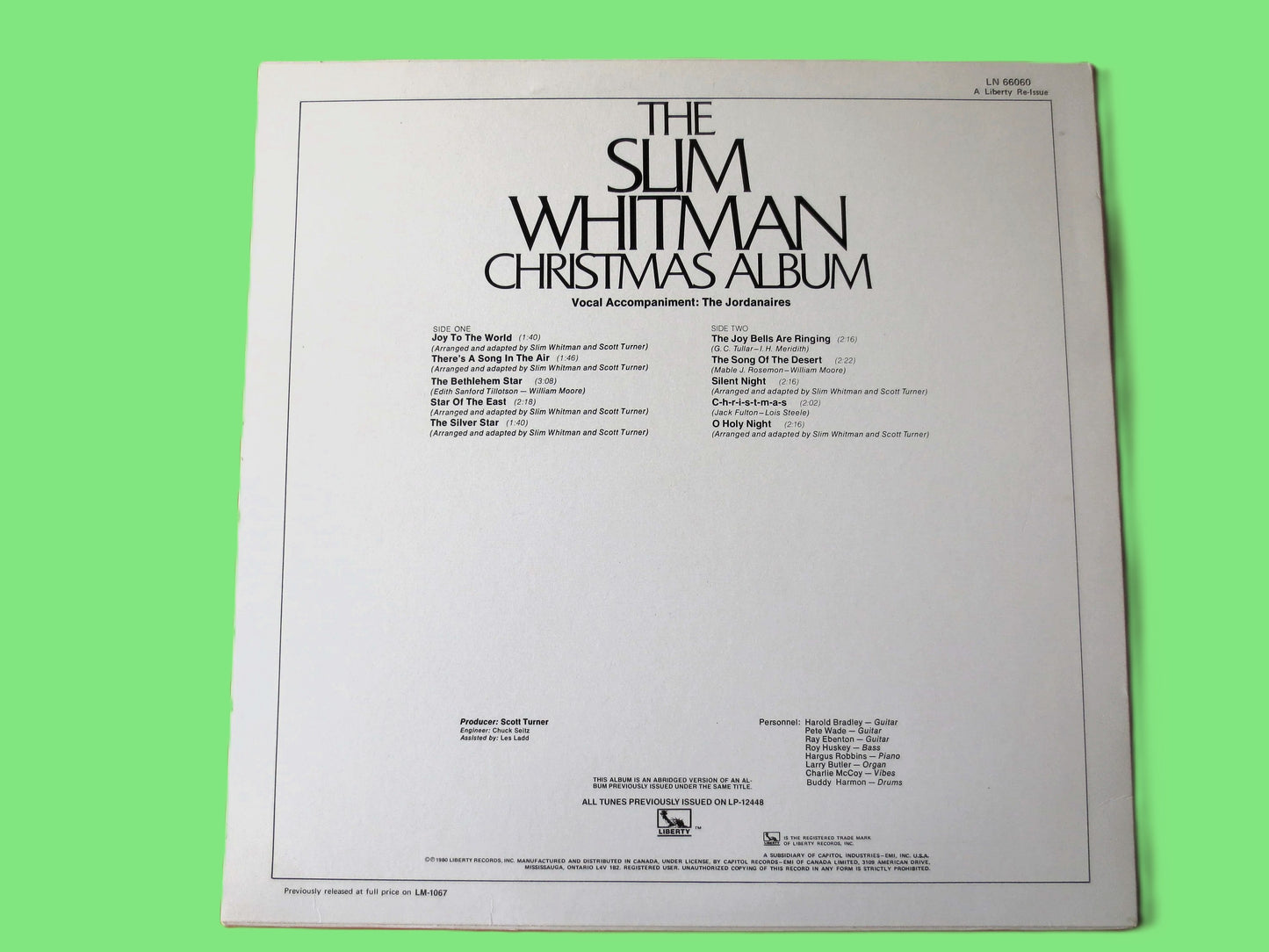 SLIM WHITMAN, Christmas Album, 1980 Record, Vinyl Lp