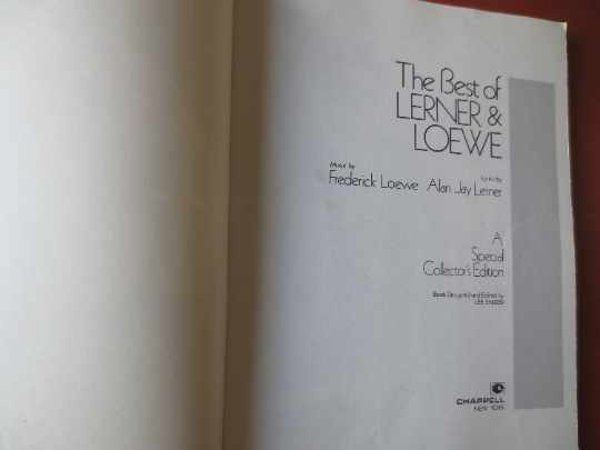 Lerner and Loewe – Sheet Music Songbook (Piano/Vocal)