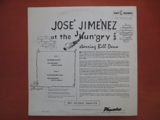 Bill Dana as José Jiménez – José Jiménez the Astronaut (1961) Vinyl LP