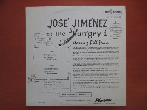 Bill Dana as José Jiménez – José Jiménez the Astronaut (1961) Vinyl LP