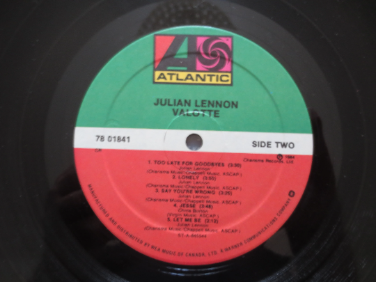 JULIAN LENNON, VALOTTE, Julian Lennon Lp, John Lennon Record, Beatles Record, Beatles Album, John Lennon Lp, 1984 Records