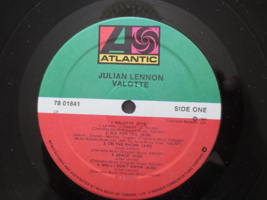 JULIAN LENNON, VALOTTE, Julian Lennon Lp, John Lennon Record, Beatles Record, Beatles Album, John Lennon Lp, 1984 Records