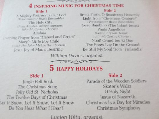 READERS DIGEST CHRISTMAS, 5 Disc Boxed Set, 1985 Records, Vintage Vinyl Lp