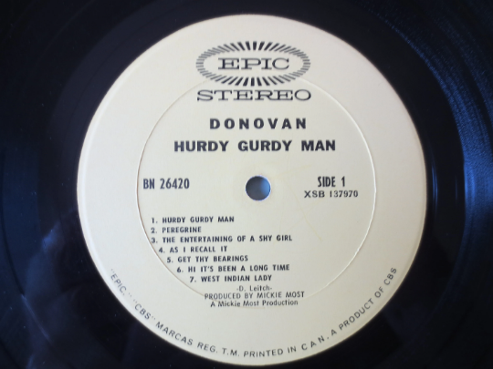 DONOVAN, The Hurdy Gurdy Man. Vintage Album, 1968 Record, Vinyl Lp
