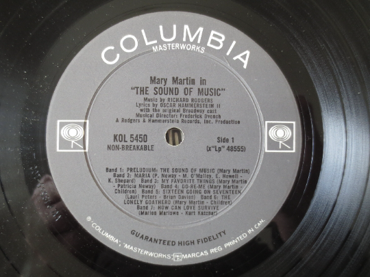 The Sound of Music – Original Broadway Cast featuring Mary Martin (1959) Vinyl LP