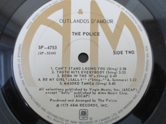 The Police – Outlandos d'Amour (1979) Vinyl LP