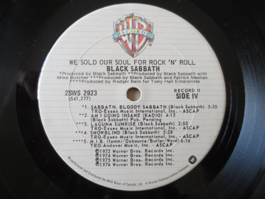 Black Sabbath – We Sold Our Soul for Rock 'N' Roll (1975) Vinyl 2xLP