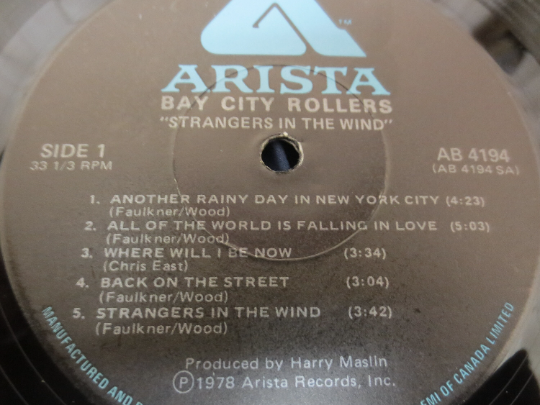 BAY CITY ROLLERS, Strangers in the Wind, Vintage Album, 1978 Record, Vinyl Lp