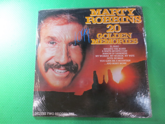 MARTY ROBBINS, 20 GOLDEN Memories, 2 Record Set, Marty Robbins Record, Marty Robbins Album, Marty Robbins Lp, 1983 Records